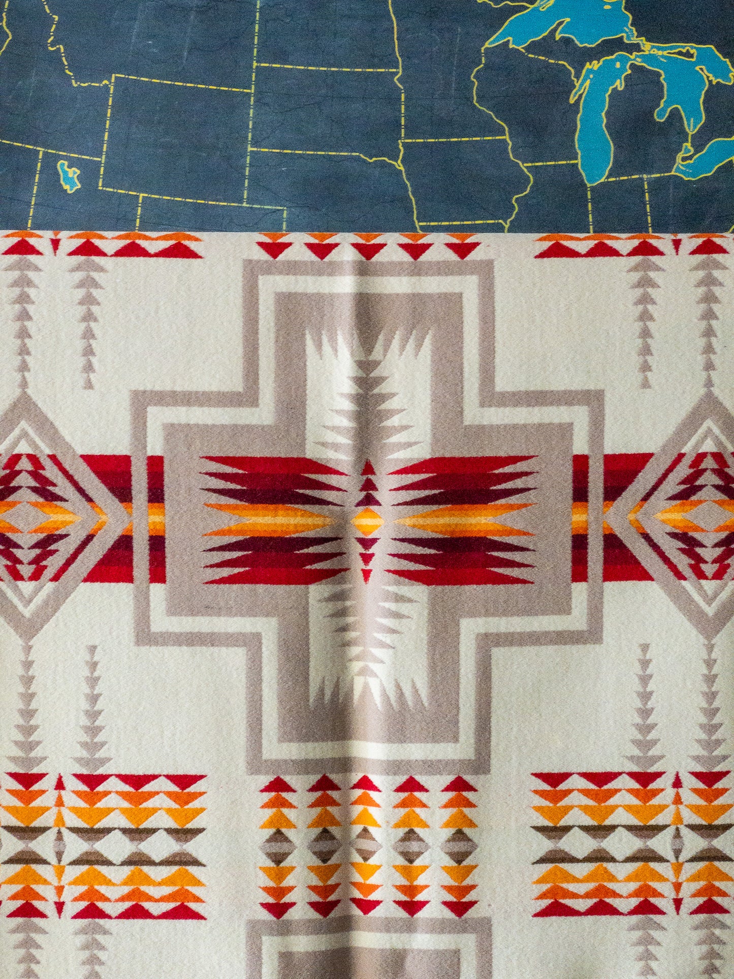 PENDLETON HARDING PATTERN WOOL BLANKET 1940'S VINTAGE
