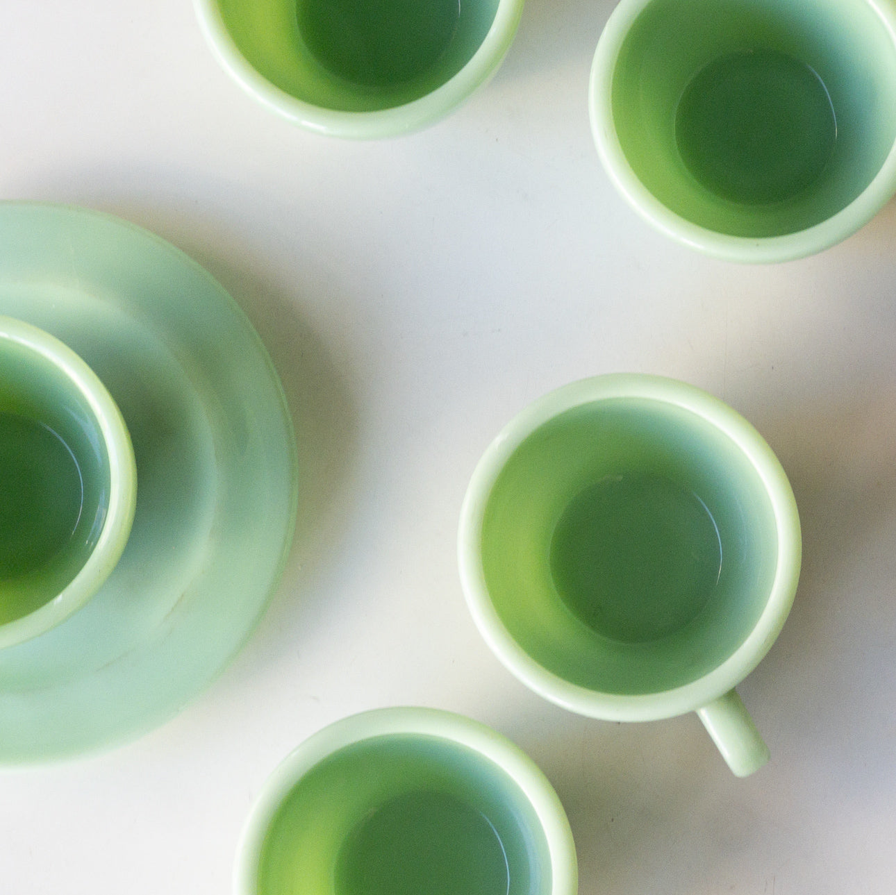 FIRE KING EXTRA HEAVY WEIGHT CUP&SAUCER JADE-ITE 1940'S-50'S VINTAGE