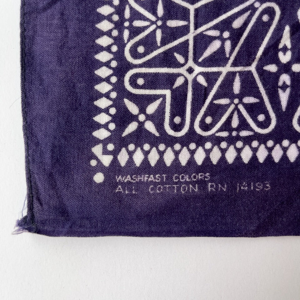 RARE PRINT FADE BLUE BANDANA 1950'S VINTAGE
