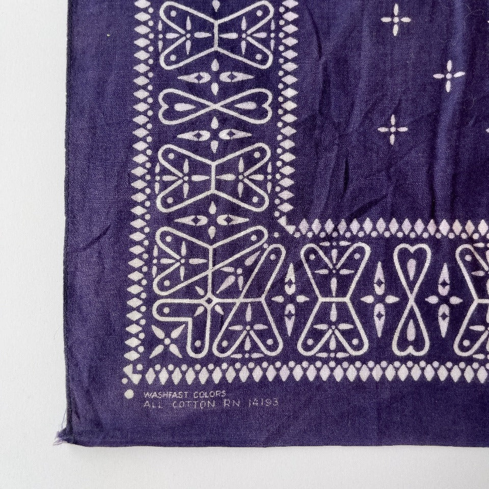 RARE PRINT FADE BLUE BANDANA 1950'S VINTAGE