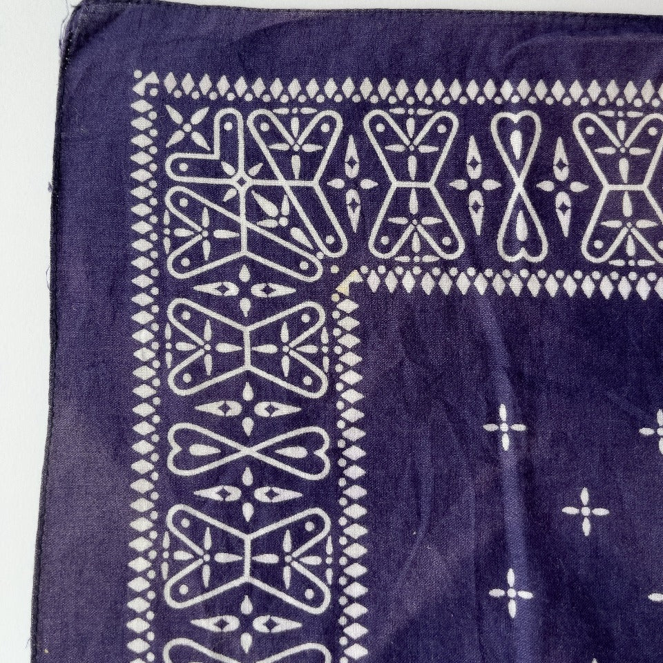 RARE PRINT FADE BLUE BANDANA 1950'S VINTAGE
