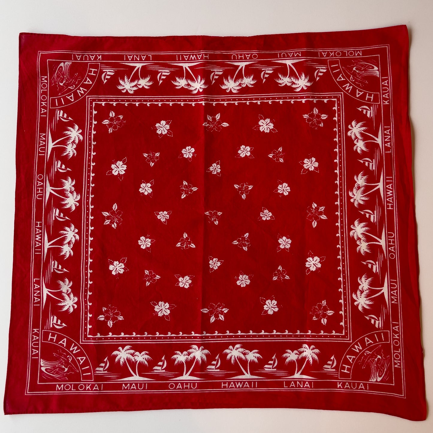 RARE HAWAII TROPICAL BANDANA 1950'S VINTAGE
