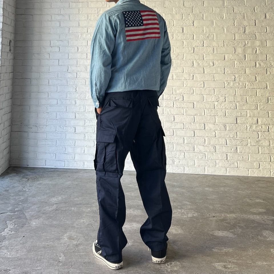U.S. ARMY BDU RIPSTOP CARGO PANTS 1980'S(COTTON100)NAVY
