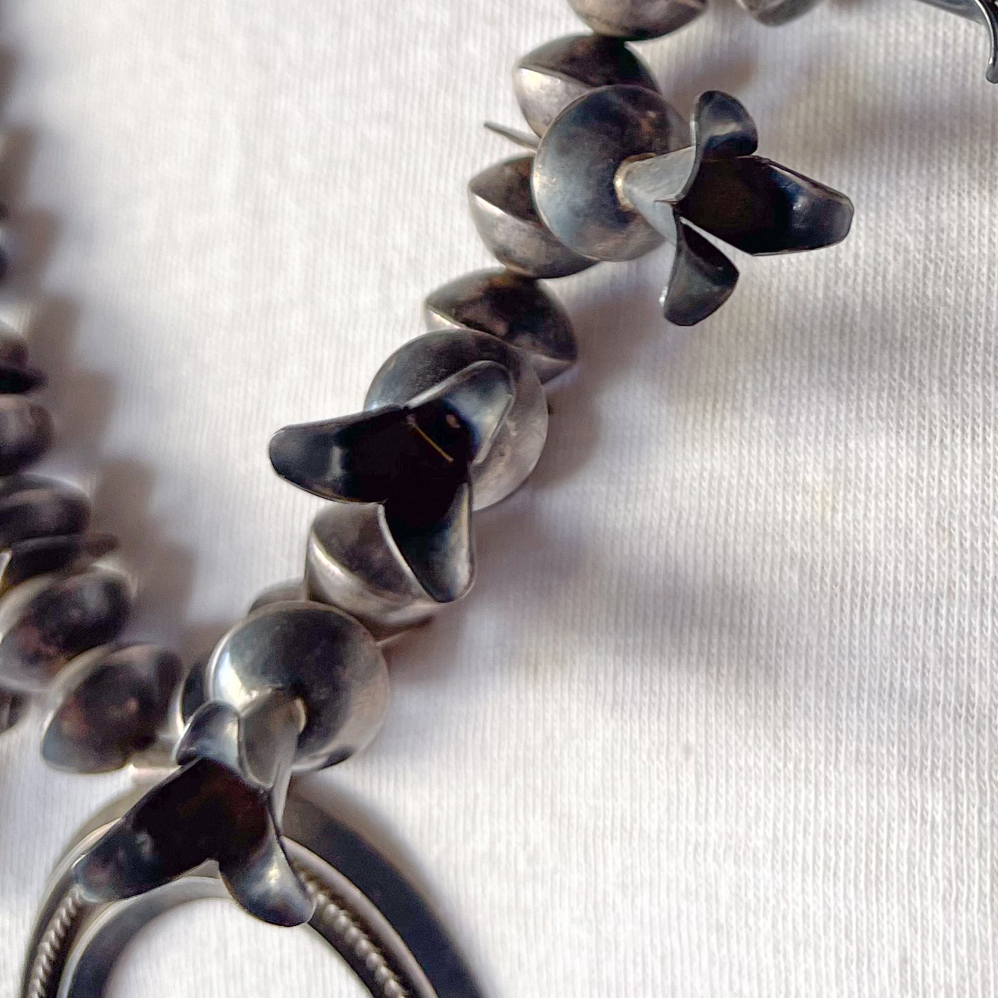 NAVAJO SILVER SQUASH BLOSSOM NAJA NECKLACE c.1940