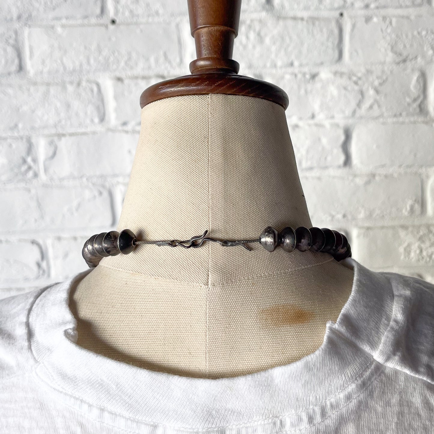 NAVAJO SILVER SQUASH BLOSSOM NAJA NECKLACE c.1940