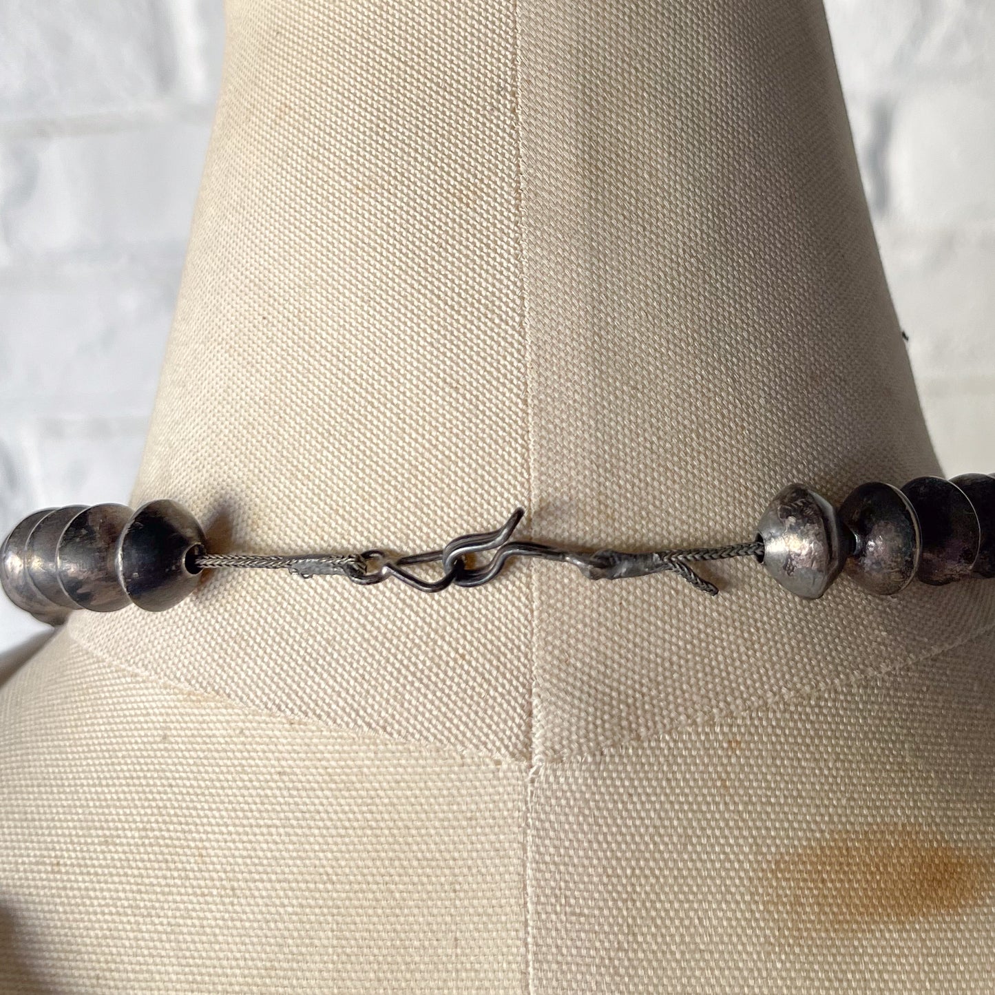 NAVAJO SILVER SQUASH BLOSSOM NAJA NECKLACE c.1940