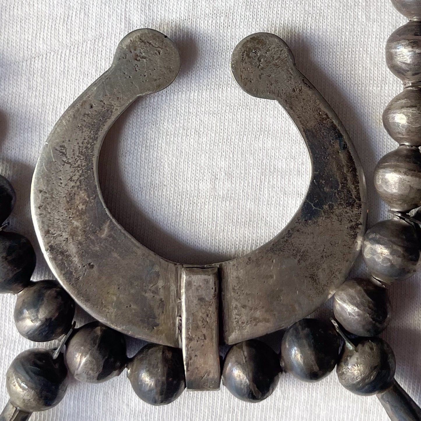 NAVAJO SILVER SQUASH BLOSSOM NAJA NECKLACE c.1930