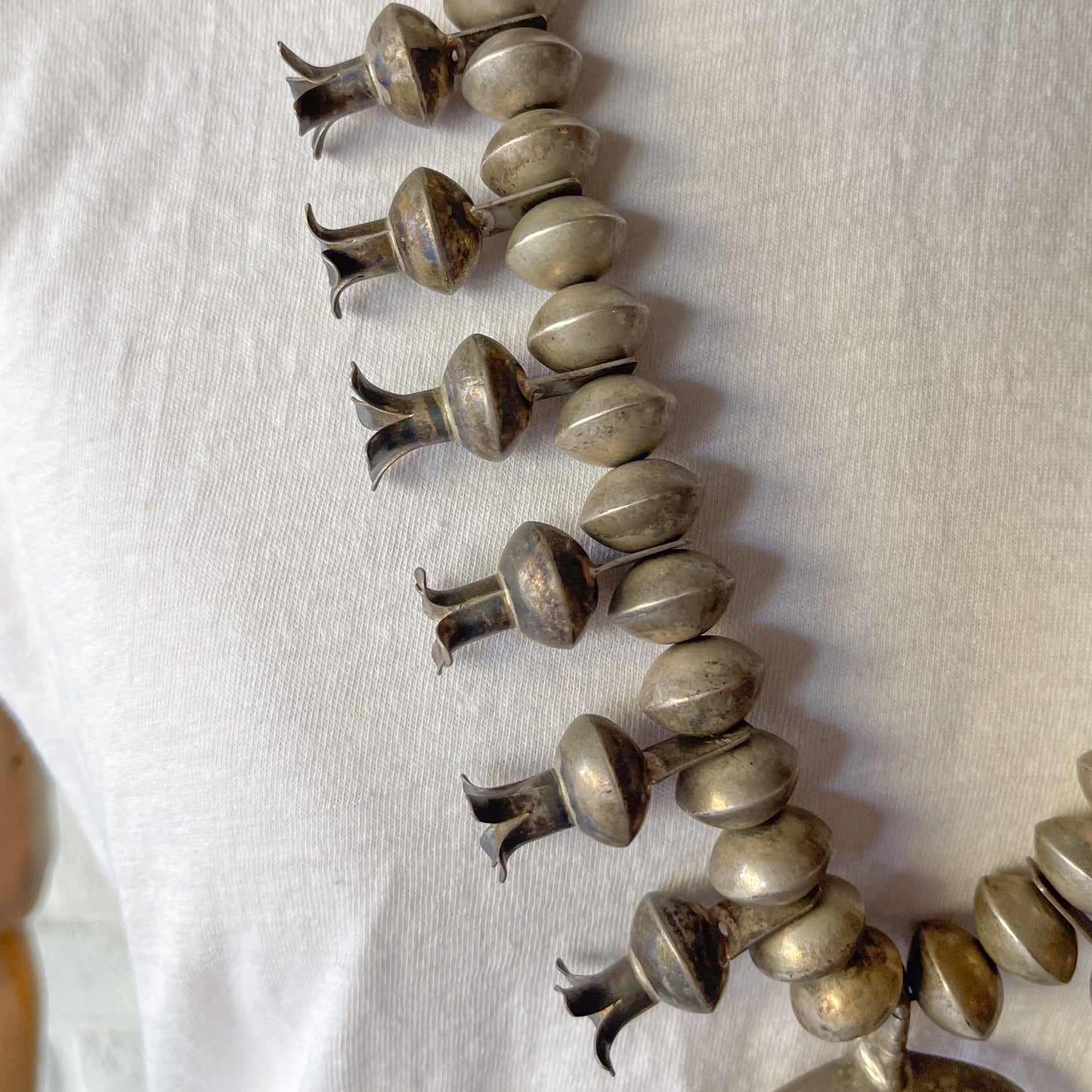 NAVAJO SILVER SQUASH BLOSSOM NAJA NECKLACE c.1950