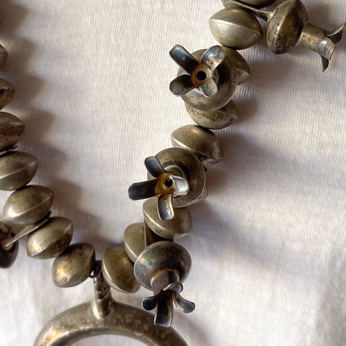 NAVAJO SILVER SQUASH BLOSSOM NAJA NECKLACE c.1950