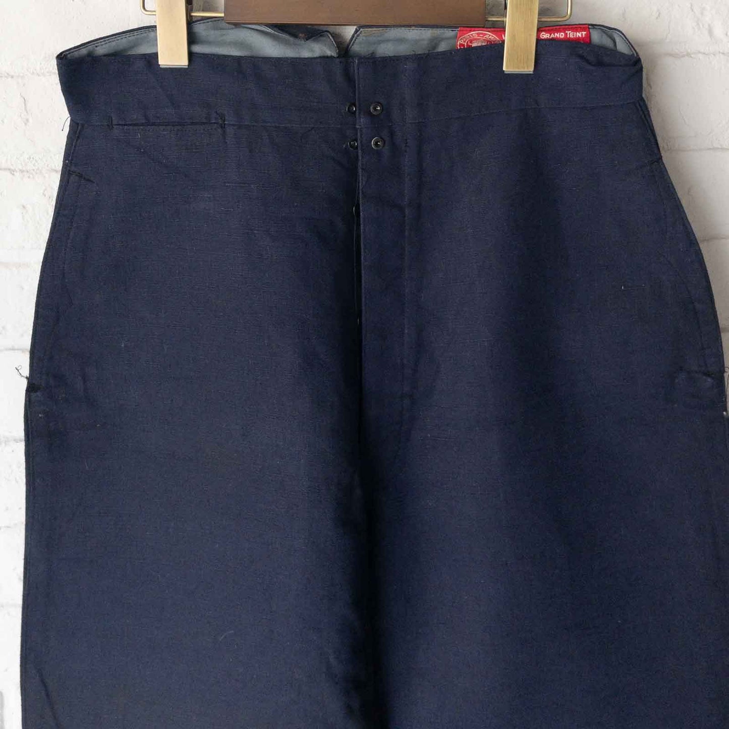 FRENCH INDIGO LINEN PANTS 30's DEAD STOCK