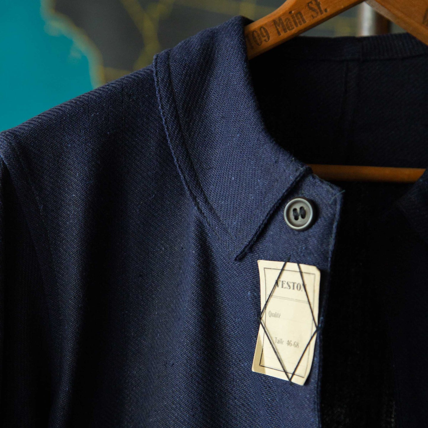 FRENCH INDIGO LINEN/COTTON WORK JACKET 1930'S DEAD STOCK