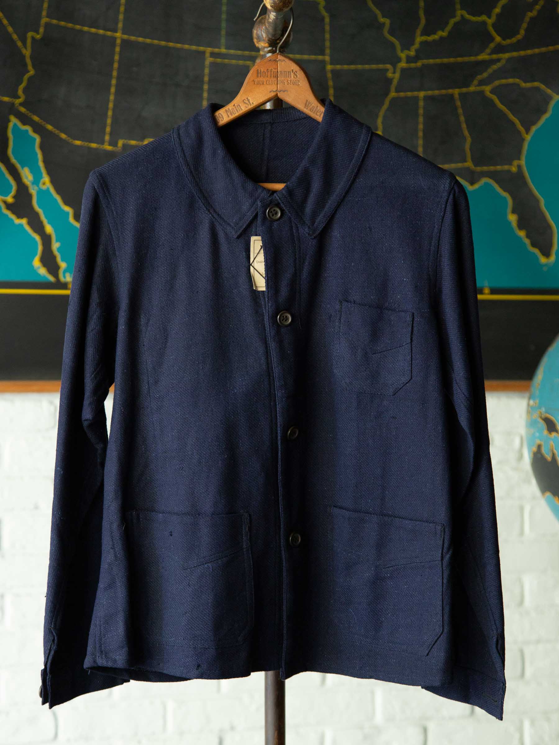 FRENCH INDIGO LINEN/COTTON WORK JACKET 1930'S DEAD STOCK – WANDERER
