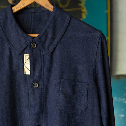 FRENCH INDIGO LINEN/COTTON WORK JACKET 1930'S DEAD STOCK
