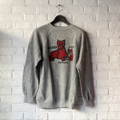 HEATHER GRAY ANIMAL VINTAGE SWEAT SHIRTS (XL) 1980's VINTAGE