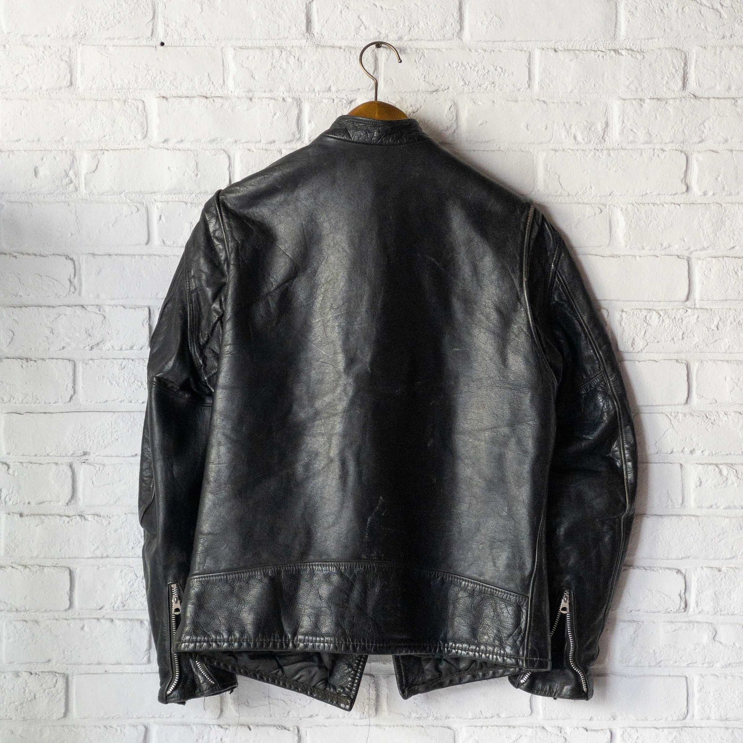 SCHOTT CAFE RACER LEATHER JACKET (42) 1970'S VINTAGE