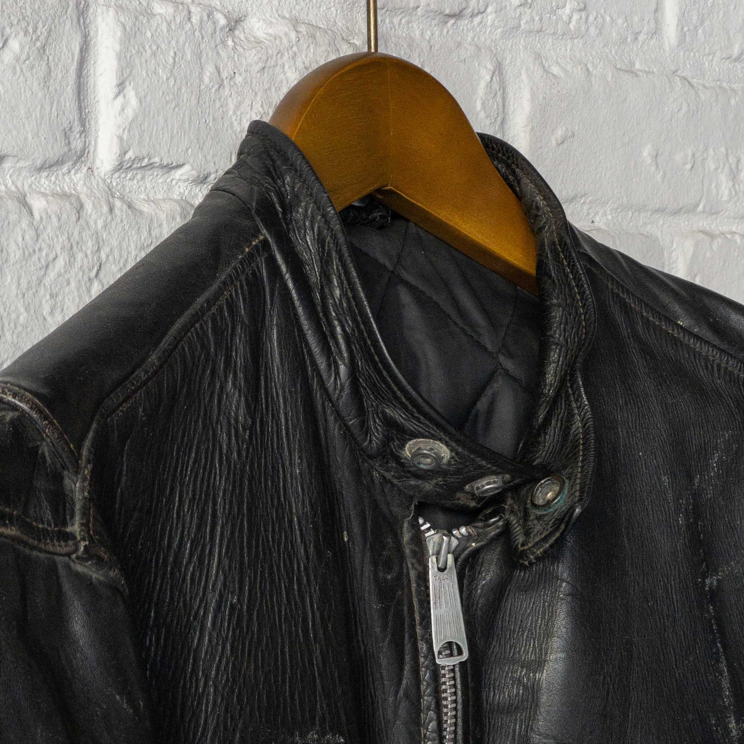 SCHOTT CAFE RACER LEATHER JACKET (42) 1970'S VINTAGE