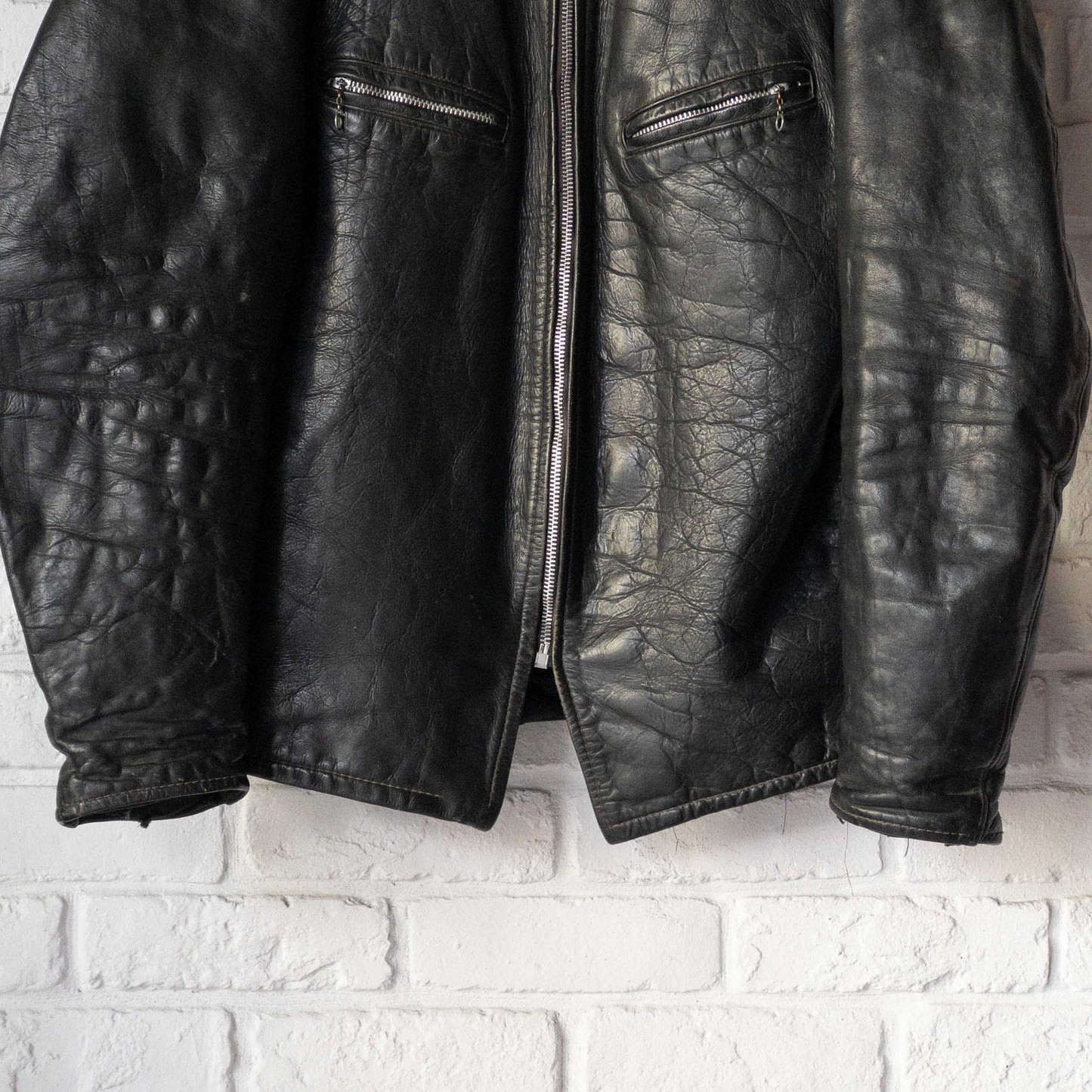 SCHOTT CAFE RACER LEATHER JACKET (42) 1970'S VINTAGE
