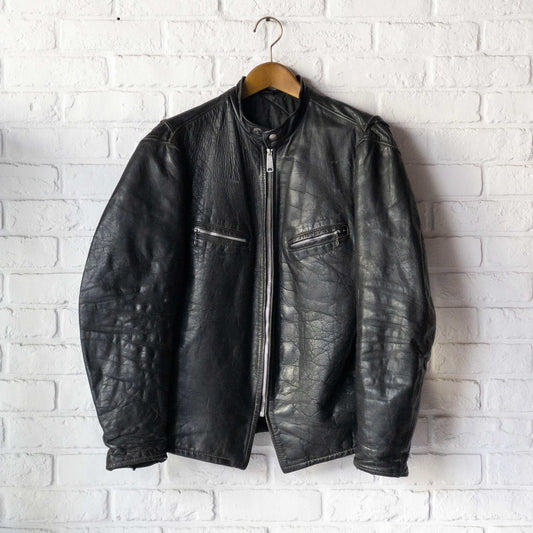 SCHOTT CAFE RACER LEATHER JACKET (42) 1970'S VINTAGE