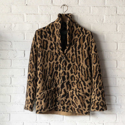 RALPH LAUREN KNIT LEOPARD SHAWL CARDIGAN 1990'S VINTAGE