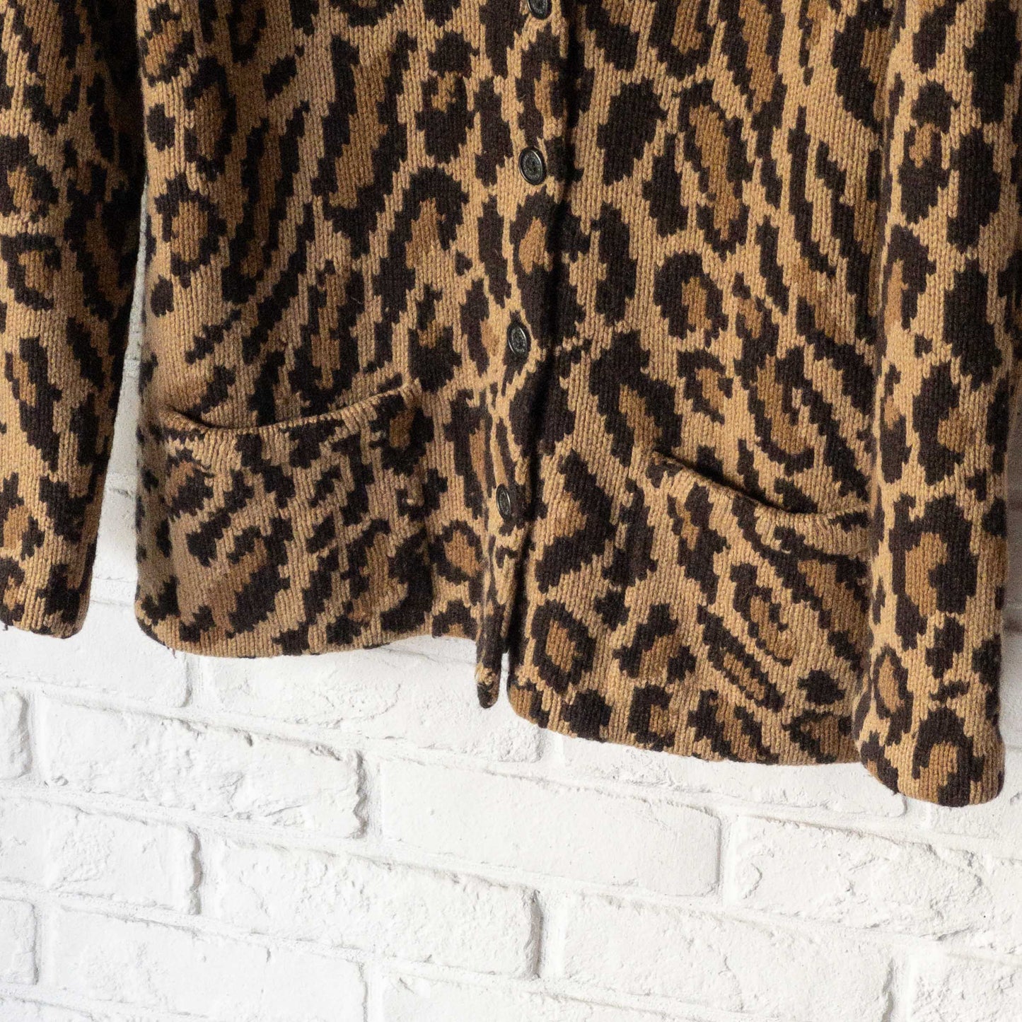 RALPH LAUREN KNIT LEOPARD SHAWL CARDIGAN 1990'S VINTAGE