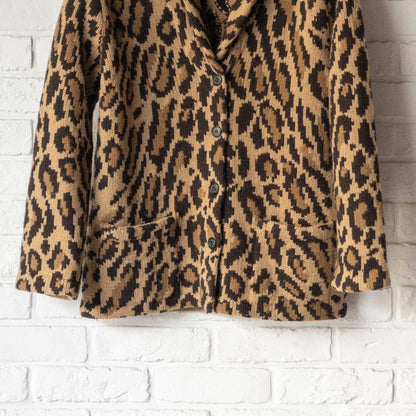 RALPH LAUREN KNIT LEOPARD SHAWL CARDIGAN 1990'S VINTAGE