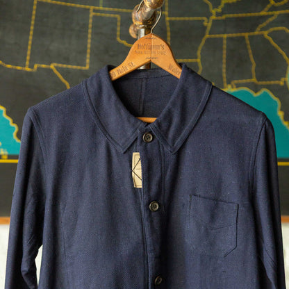 FRENCH INDIGO LINEN/COTTON WORK JACKET 1930'S DEAD STOCK
