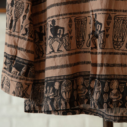 ENSENADA AFRICAN PRINT 2TON LONGSLEEVE SHIRTS 1950'S VINTAGE