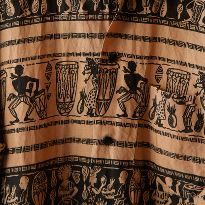 ENSENADA AFRICAN PRINT 2TON LONGSLEEVE SHIRTS 1950'S VINTAGE