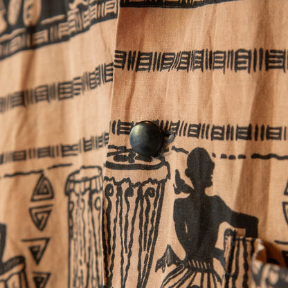 ENSENADA AFRICAN PRINT 2TON LONGSLEEVE SHIRTS 1950'S VINTAGE