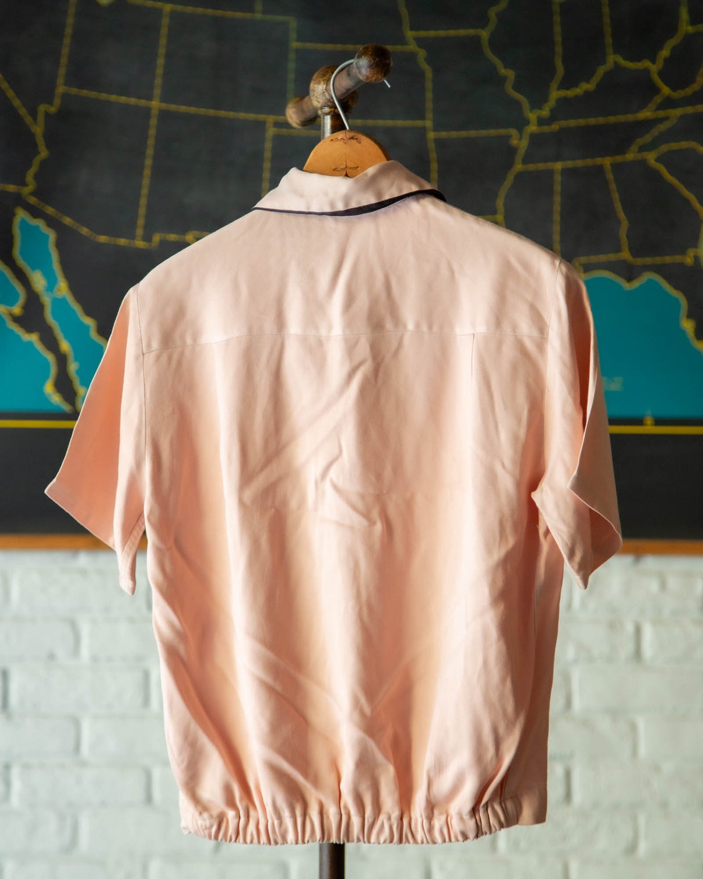 UNKNOWN PINK BLACK PULLOVER SHIRTS 50'S VINTAGE