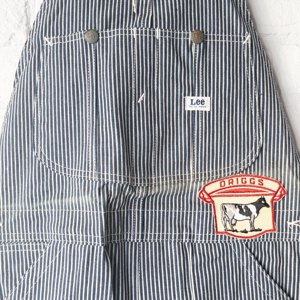 Vintage Lee 1950s Sanforized Union Made Kids Striped Bib Overalls Patches USA factory