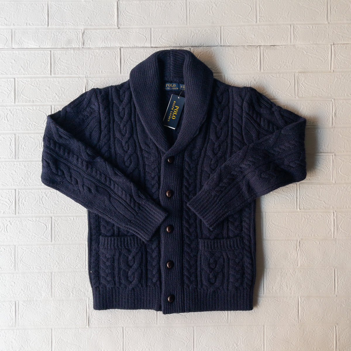 POLO RALPH LAUREN SHAWL CABLE CARDIGAN – WANDERER