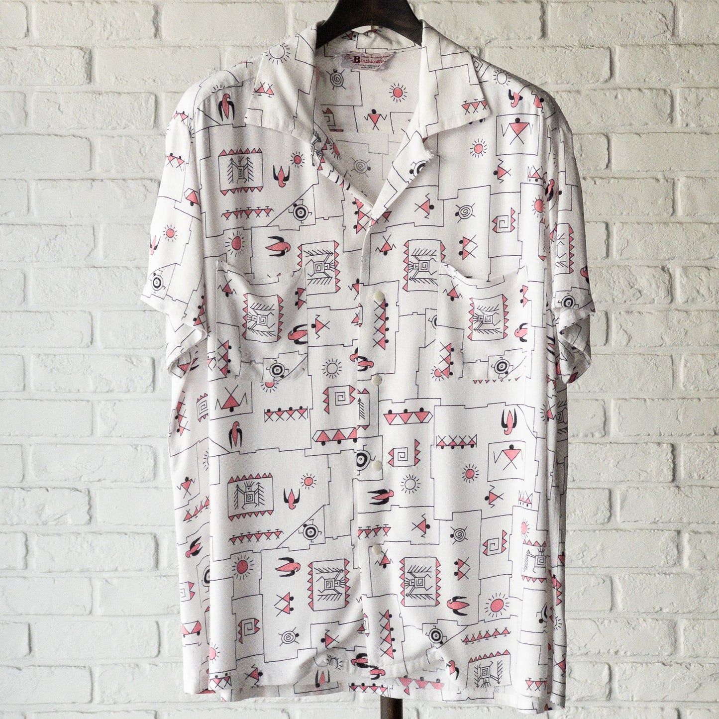 AMERICAN NATIVE PATERN RAYON SHORTSLEEVE SHIRTS 1950'S VINTAGE