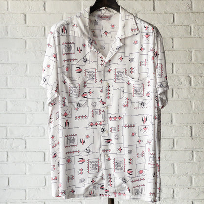 AMERICAN NATIVE PATERN RAYON SHORTSLEEVE SHIRTS 1950'S VINTAGE