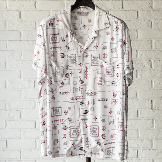 AMERICAN NATIVE PATERN RAYON SHORTSLEEVE SHIRTS 1950'S VINTAGE