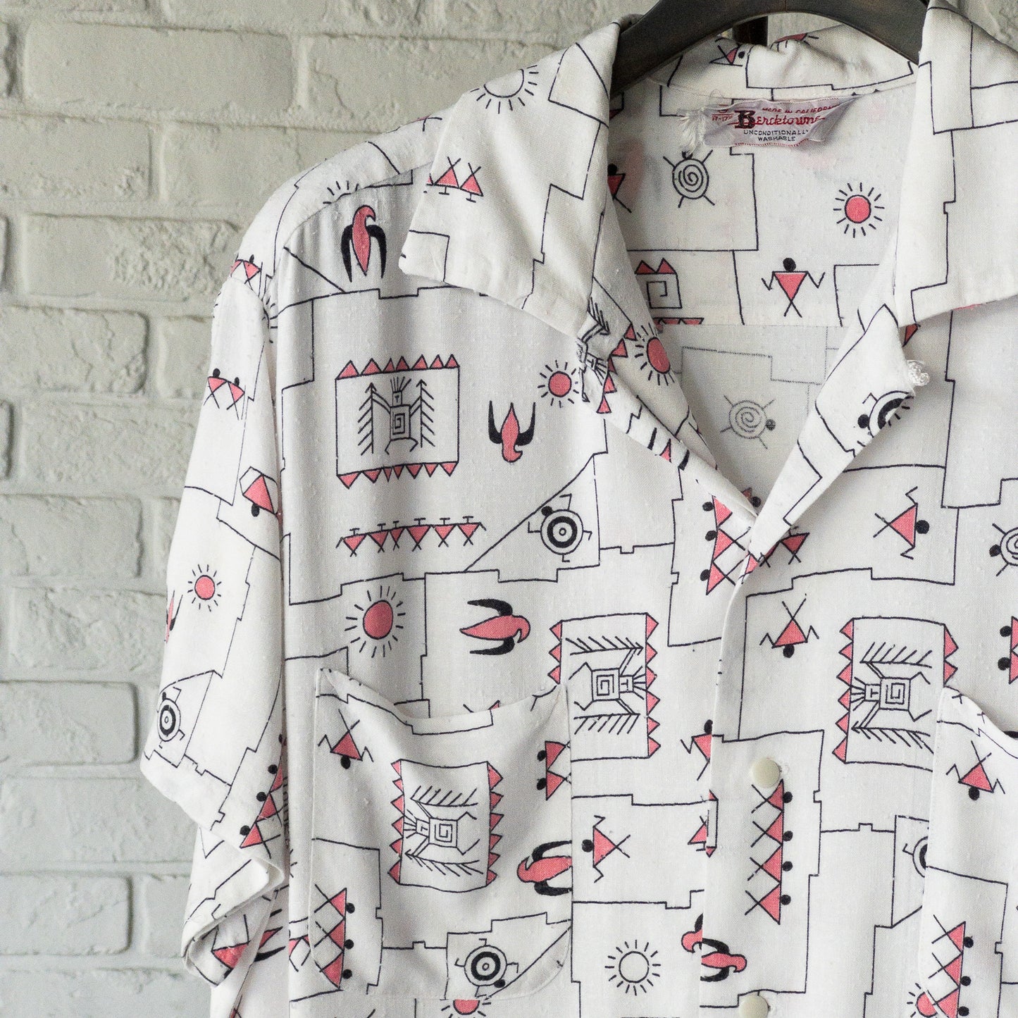 AMERICAN NATIVE PATERN RAYON SHORTSLEEVE SHIRTS 1950'S VINTAGE