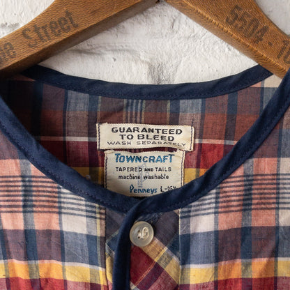 TOWNCRAFT PENNEYS HENRY NECK PETTERN MADRAS SHIRTS 60'S VINTAGE