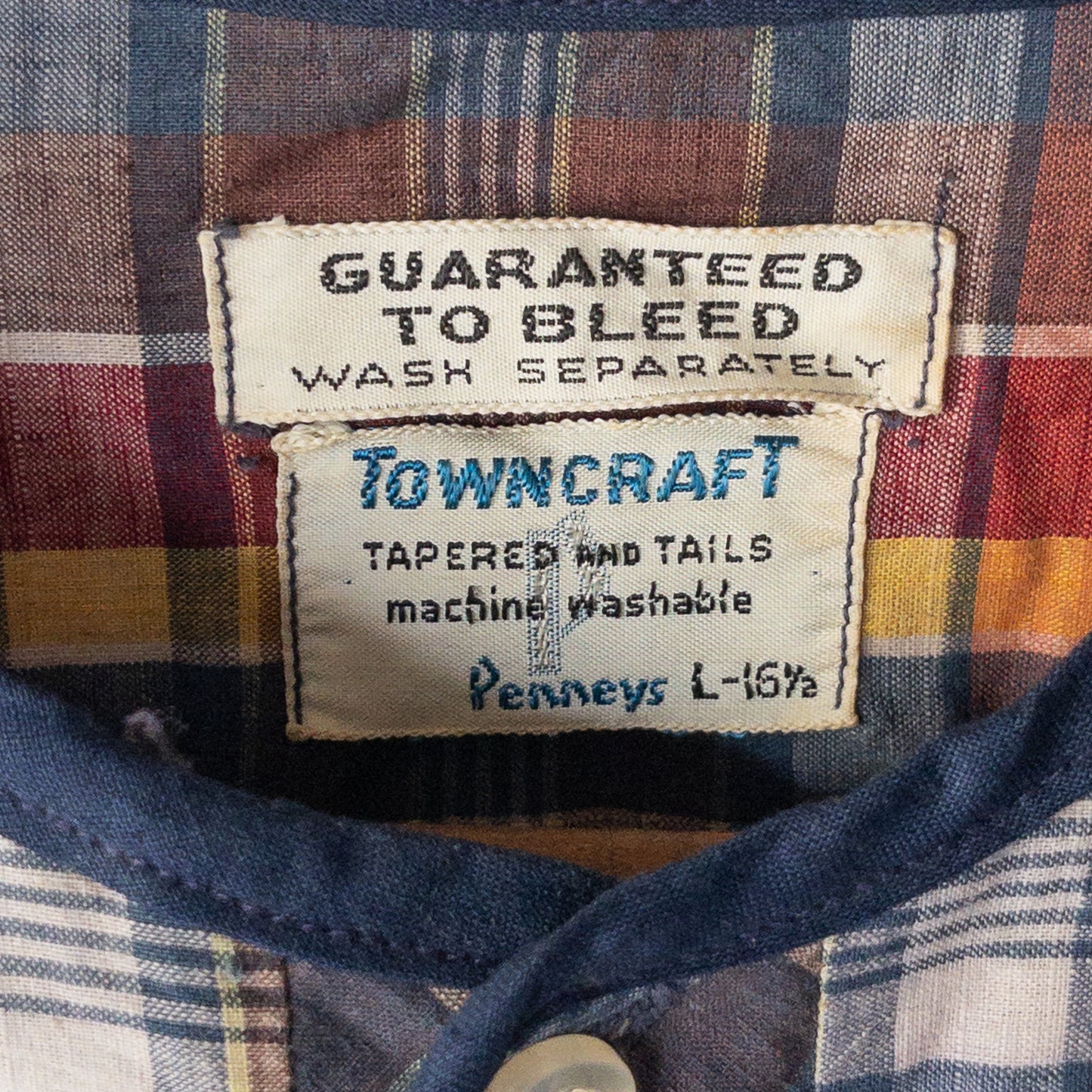 TOWNCRAFT PENNEYS HENRY NECK PETTERN MADRAS SHIRTS 60'S VINTAGE