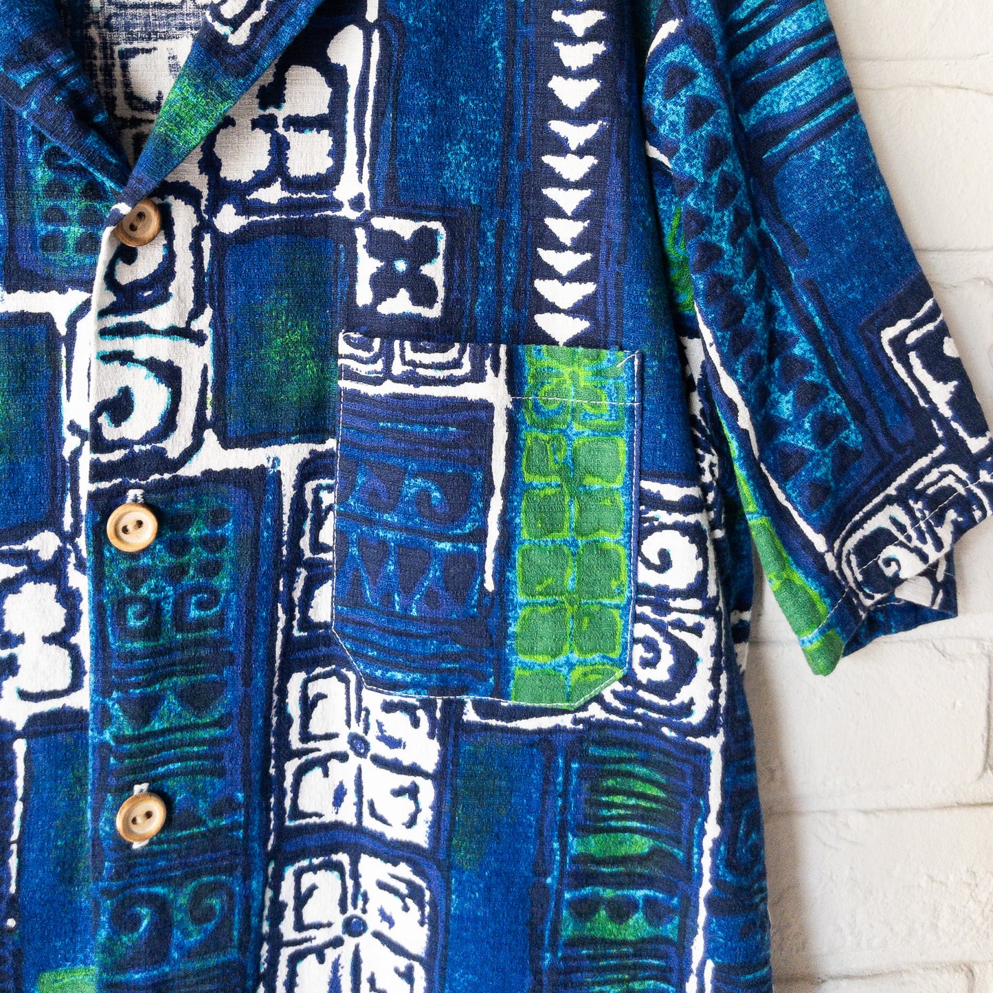 JC PENNEY CALIFORNIA STYLE SHIRTS 70'S BATIK PRINT DEAD STOCK