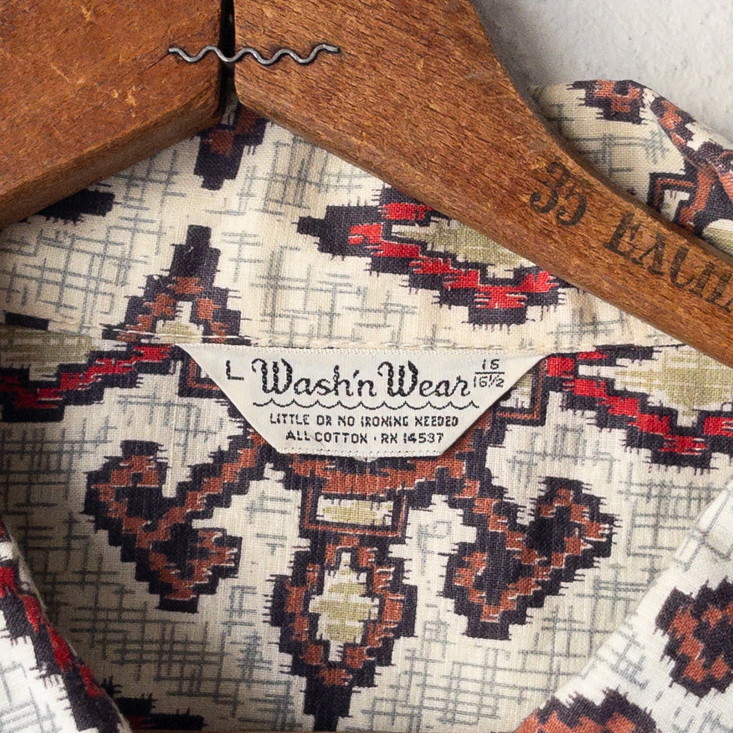 WASH'N WEAR BATIK/FINE PRINT BOX SHIRTS 50'-60'S DEAD STOCK