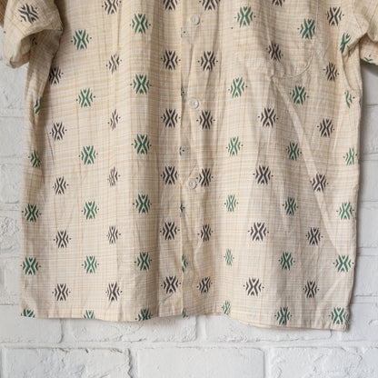 SPORTS WEAR FINE PATTERN PRINT BOX STYLE SHORT SHIRTS 50'S DEAD STOCK