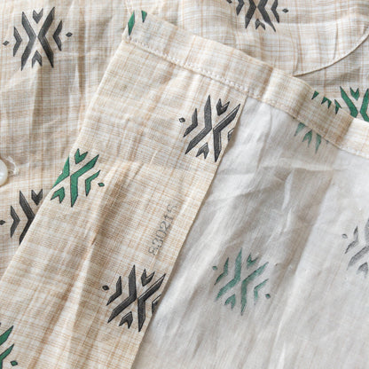 SPORTS WEAR FINE PATTERN PRINT BOX STYLE SHORT SHIRTS 50'S DEAD STOCK