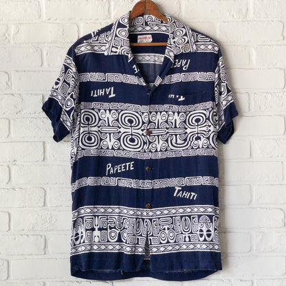 FELIX TAHITI POLINESIAN SAMOADYED INK  PRINT SHIRTS VINTAGE 50'S
