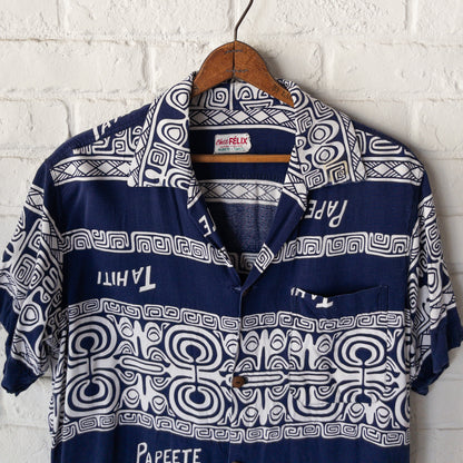 FELIX TAHITI POLINESIAN SAMOADYED INK  PRINT SHIRTS VINTAGE 50'S