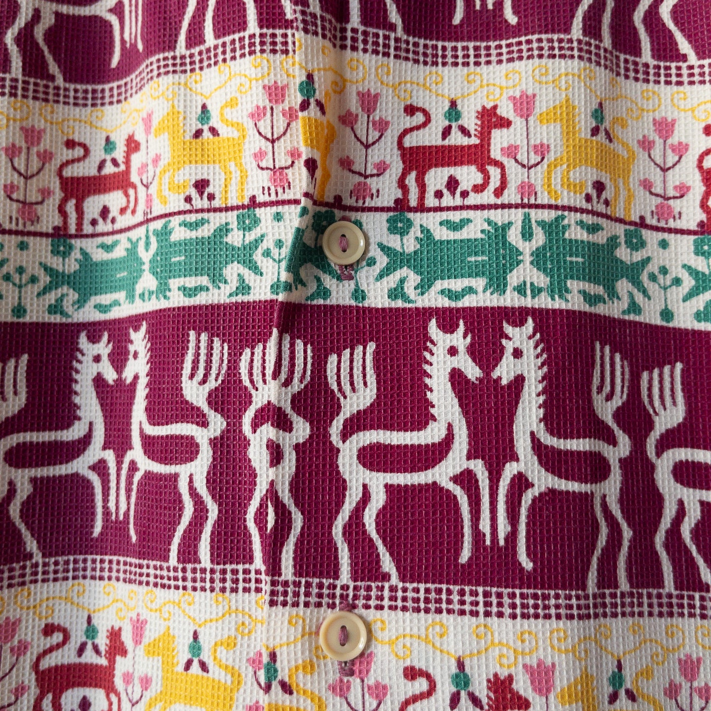 AUMOUR GRIP TRADITIONAL FOLK ART PRINT  BOX UNDER POCKET SHIRTS 40'S VINTAGE