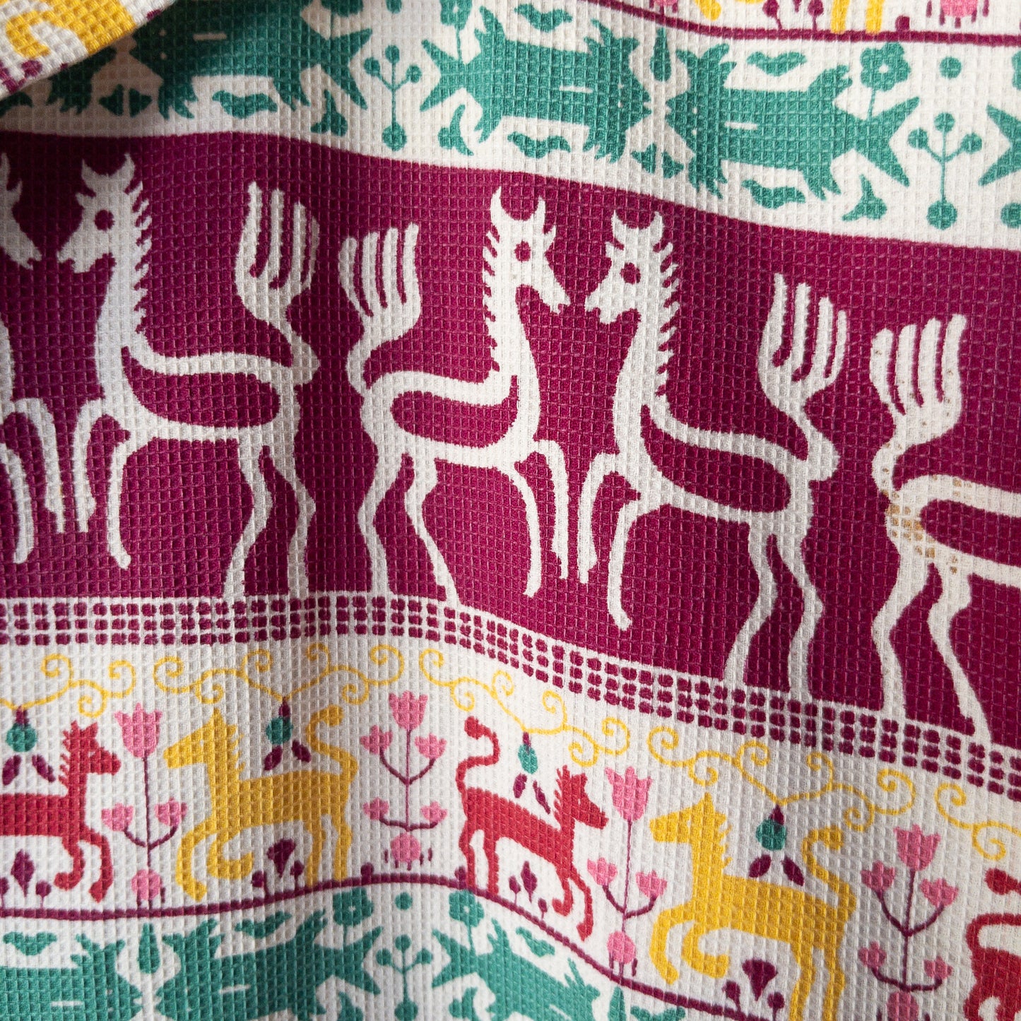 AUMOUR GRIP TRADITIONAL FOLK ART PRINT  BOX UNDER POCKET SHIRTS 40'S VINTAGE