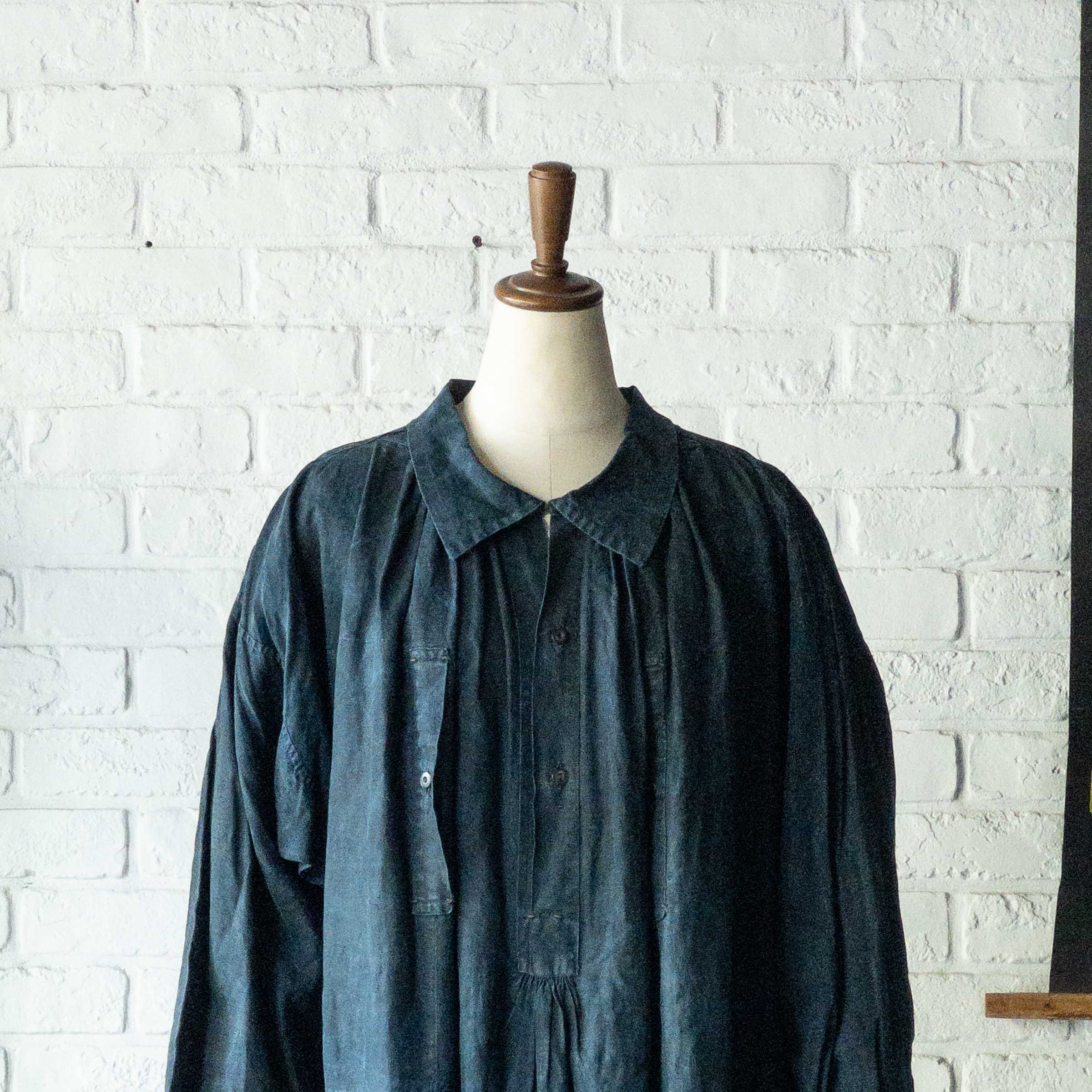 French vintage リネンスモック　1890s 襤褸　klasica Antique French Linen Shirt Smock Large Workwear Chore Peasant Gets