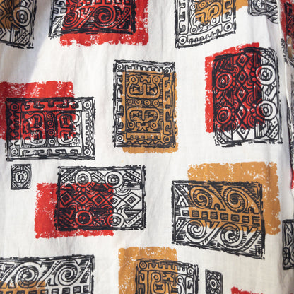 SPORTS WEAR ATOMIC/SQUIGGLE PATTERN PRINT BOX STYLE SHORT SHIRTS 50'S DEAD STOCK