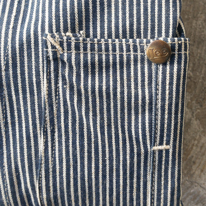 DEAD STOCK 1940's Lee 98-J HICKORY-STRIPED COVERALL with EMBROIDERY