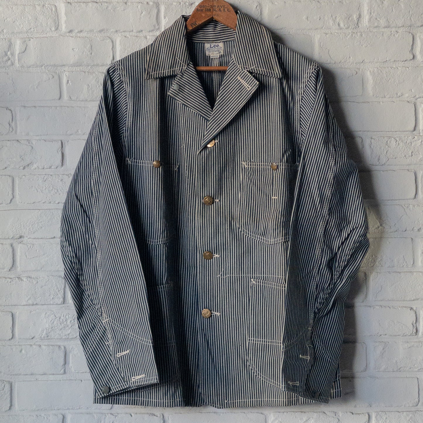 DEAD STOCK 1940's Lee 98-J HICKORY-STRIPED COVERALL with EMBROIDERY